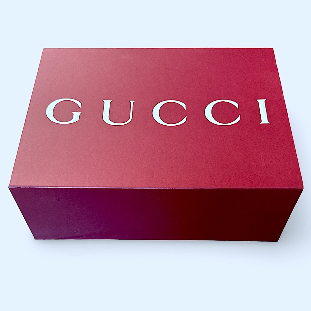 GUCCI: Gift Box Sz: Approx 14.5” x 11” x 5 - Deep Red/White